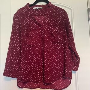 Red and white blouse